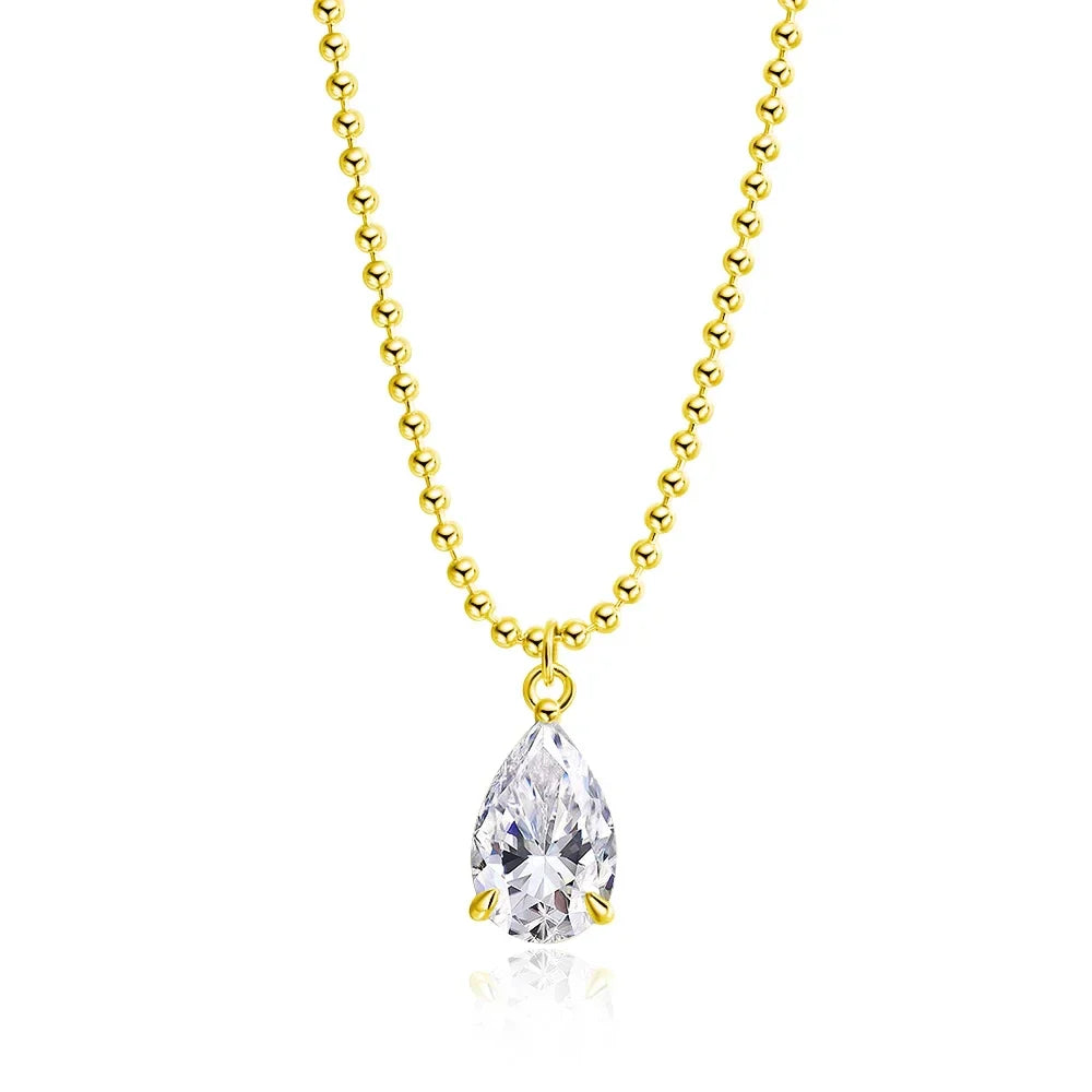 2CT 3CT 5CT 6CT Pear Cut Moissanite Necklace for Women Classic Pendant Sterling Silver 925 Plated 18K Jewelry Wholesale