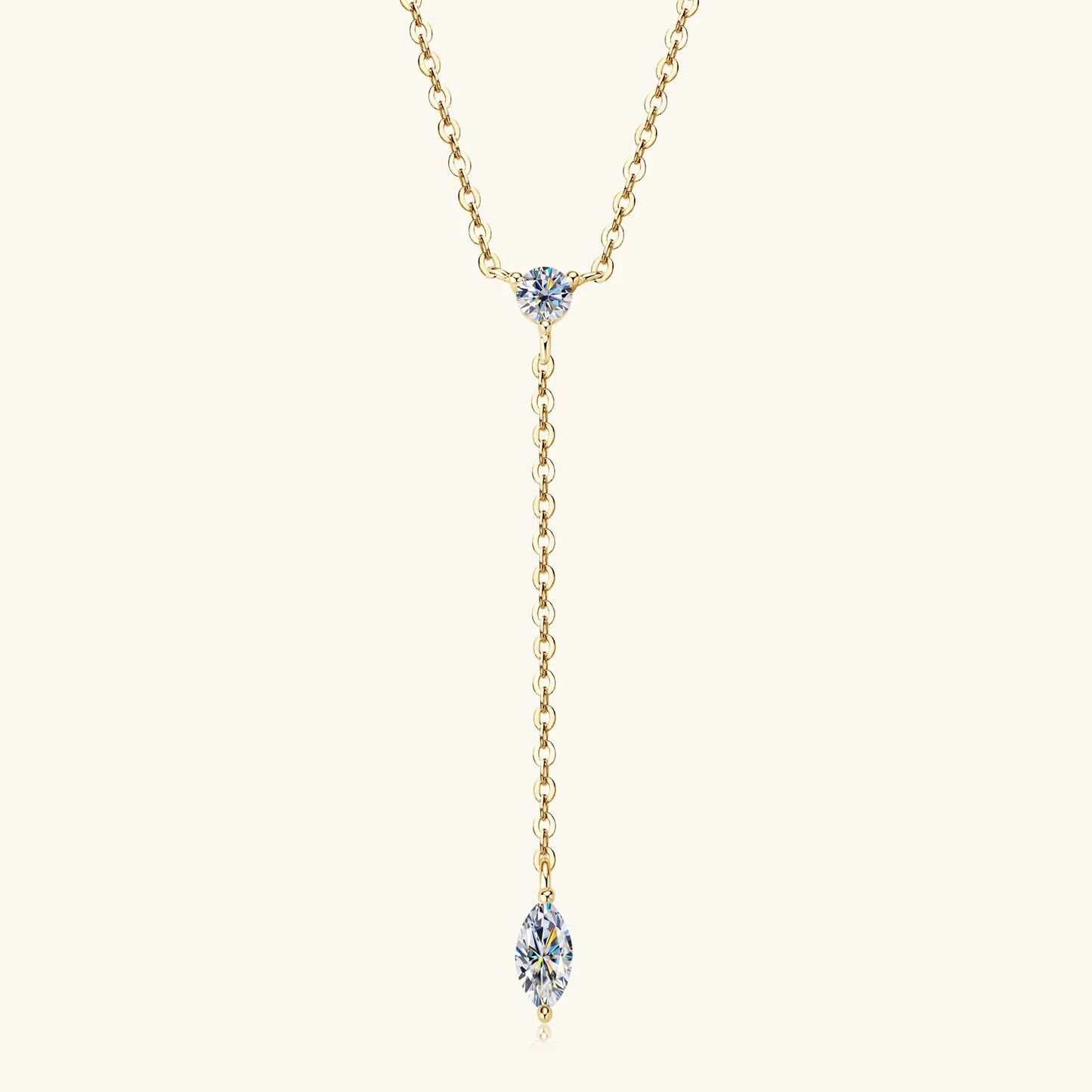 Marquise Cut Moissanite Necklaces Long Tassel Clavicle Chains Necklace for Women 925 Sterling Silver Jewelry Collares