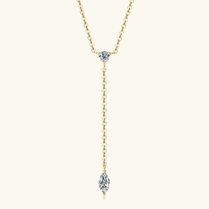 Marquise Cut Moissanite Necklaces Long Tassel Clavicle Chains Necklace for Women 925 Sterling Silver Jewelry Collares