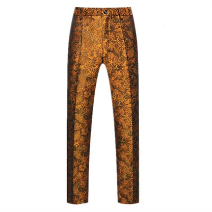 New Men Luxury Jacquard Suit Pants Fashion Wedding Party Groom Dress Trouser