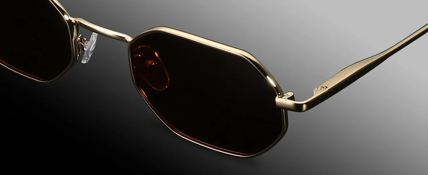 Retro Small Polygon Polarized Sunglasses Women Metal UV400 Sun Glasses Men Anti-Glare UV400 Goggles Driving Eyewear