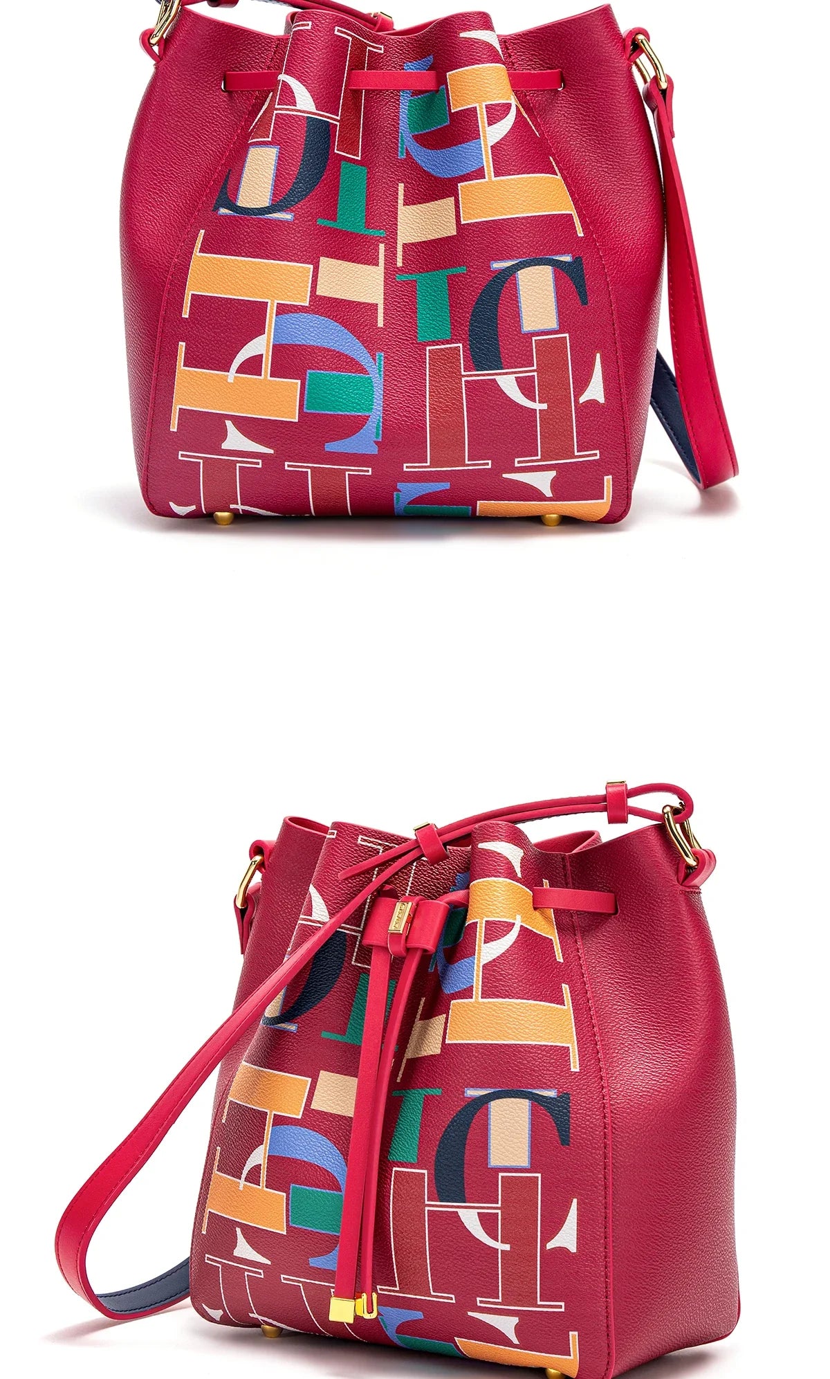 Seasonal New Arrival Fashionable Classic Women's Bucket Bag Color-Blocked Letter Print Design Women's New Shoulder Bag