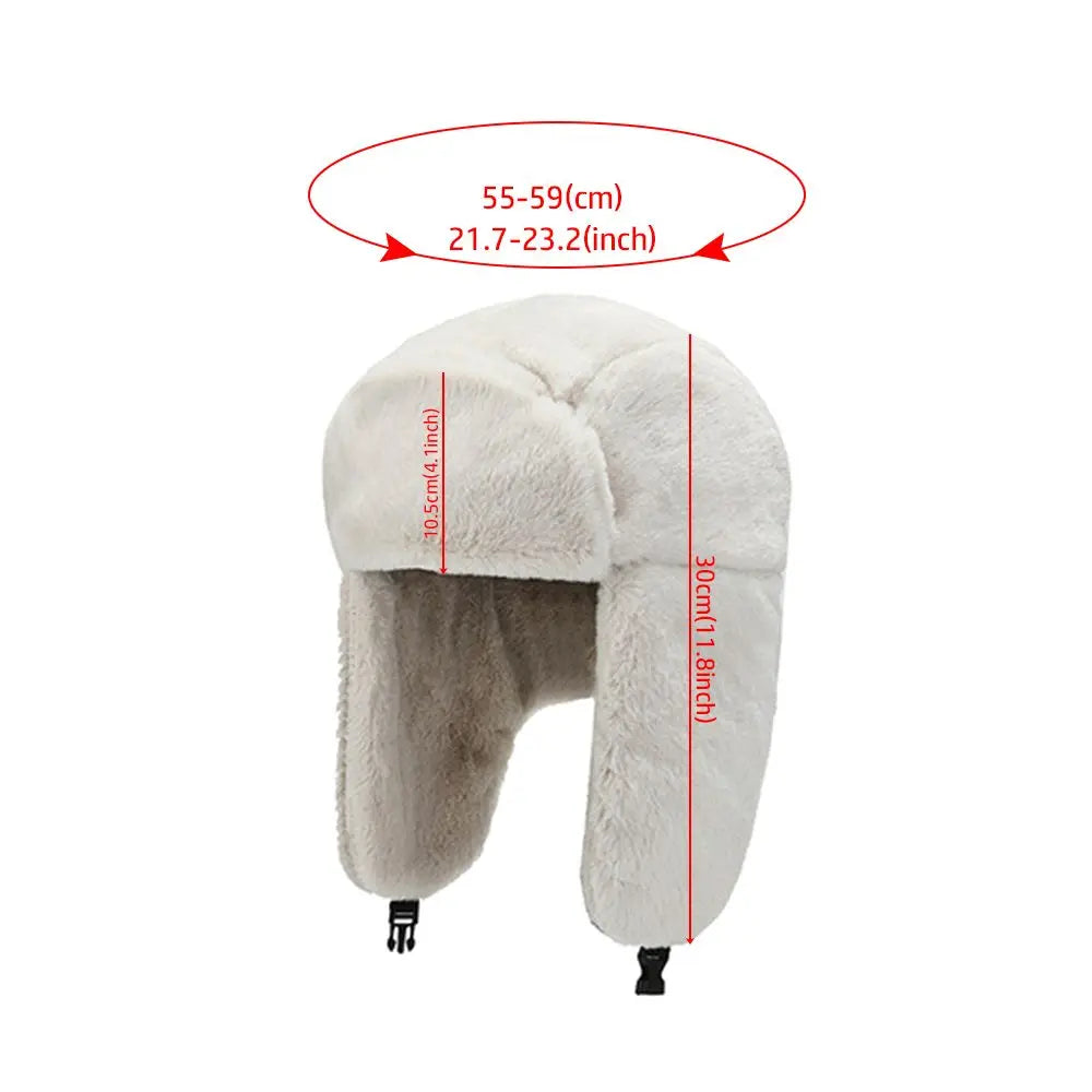 Women Men Thick Plush Windproof Winter Hat Russian Ushanka Snow Caps Bomber Hat