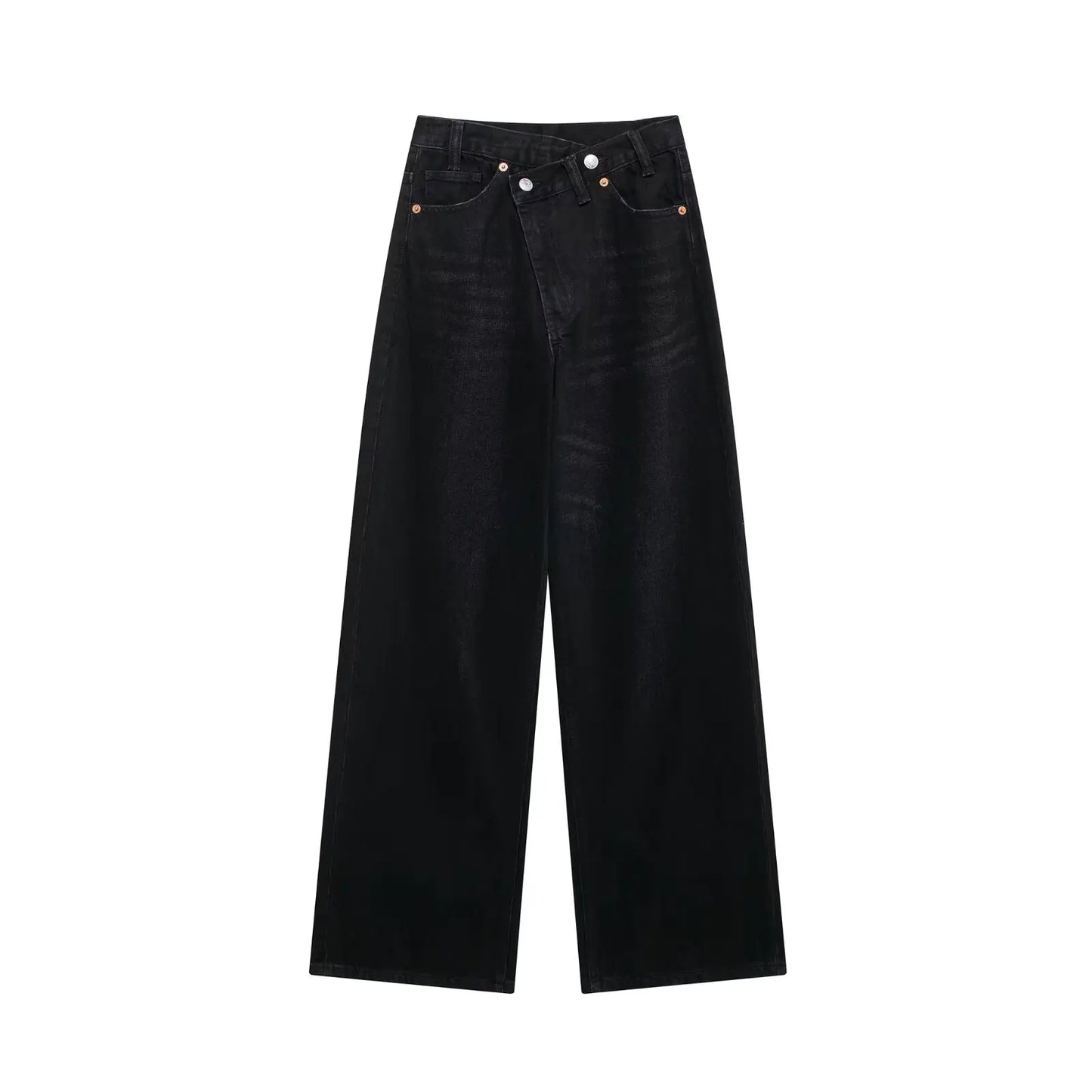 Women Fashion Denim Solid Straight Pants Jeans High Waist Full Length Casual Female Chic Lady Trousers