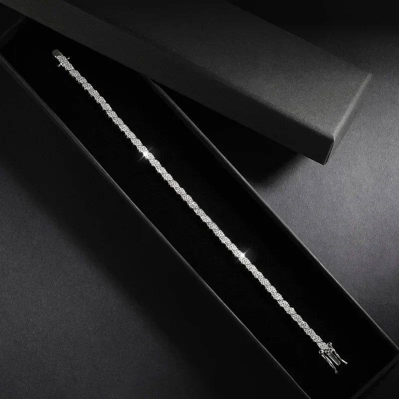 Rhombus Shape Full 1.2mm D Color Moissanite Tennis Bracelet For Women 925 Silver Plated 18k Diamond Link Chain Bracelets