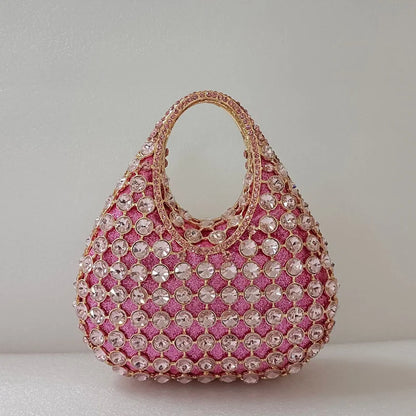 Women Large Capacity Handbag Luxury Green Rhinestone Evening Party Bags Wedding Bridal Crystal Clutches Top-handle Purse