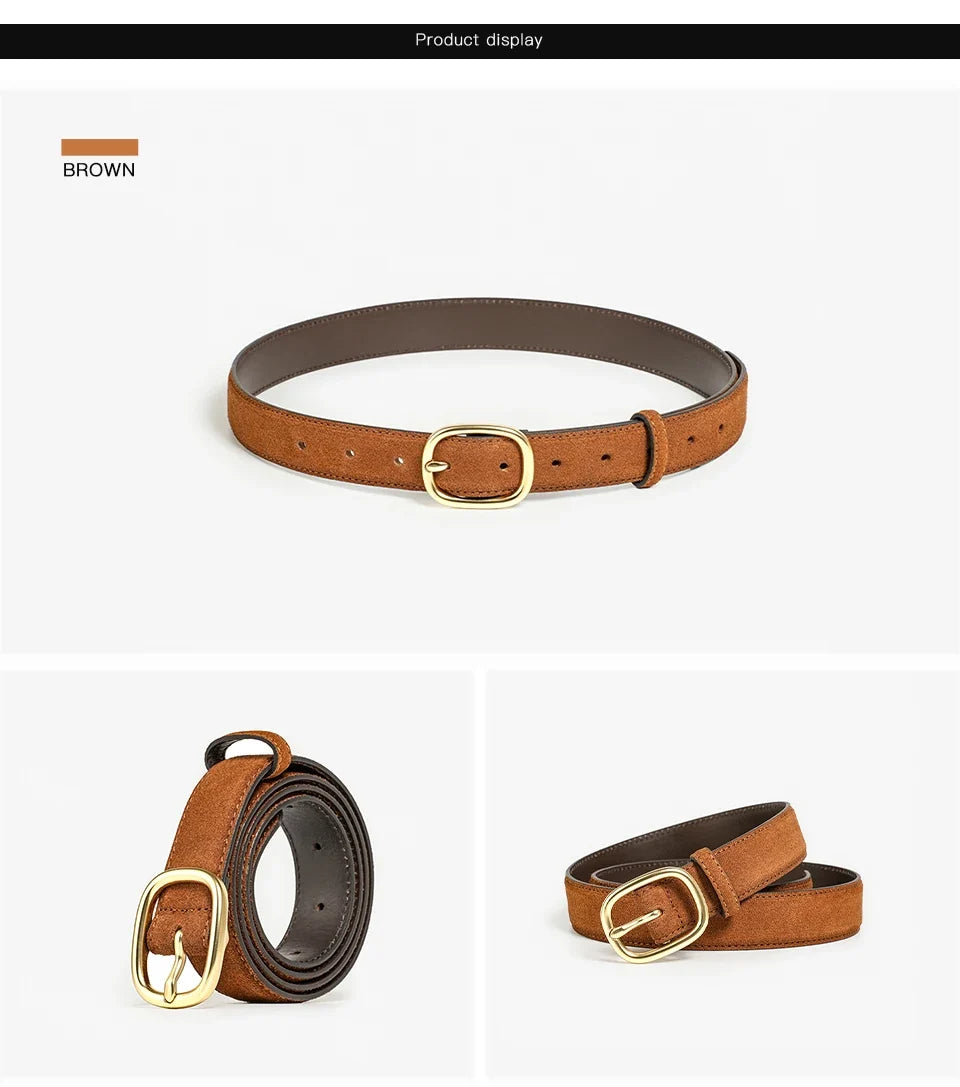 Belt Women Split Leather Trend Elliptical Pin Buckle Accessories All-Match Jeans Waistband Ladies Handmade 91119