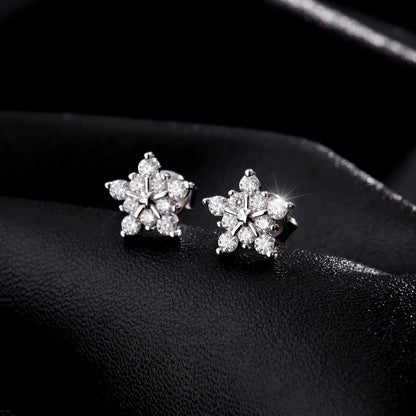 D Color Dazzling Moissanite Earrings 925 Sterling Silver Trendy Cute Snowflake Stud Earrings For Women Fine Jewelry