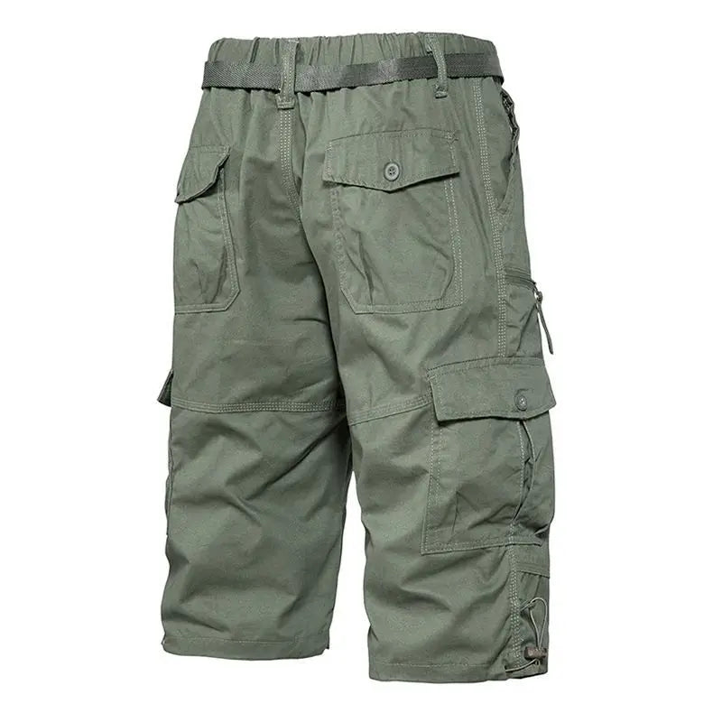 Men Summer Capri Pants Men Plus Size Multi Pocket Cargo Shorts Men Casual Outdoor Breathable Lightweight Daily Wear Street Style