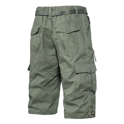 Men Summer Capri Pants Men Plus Size Multi Pocket Cargo Shorts Men Casual Outdoor Breathable Lightweight Daily Wear Street Style