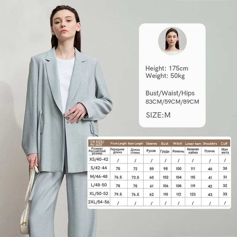 Office Lady Solid Blazers 2025 Autumn New Long Sleeves Loose Coat Notched Business Jacket Belt Women's Clothing 12543025