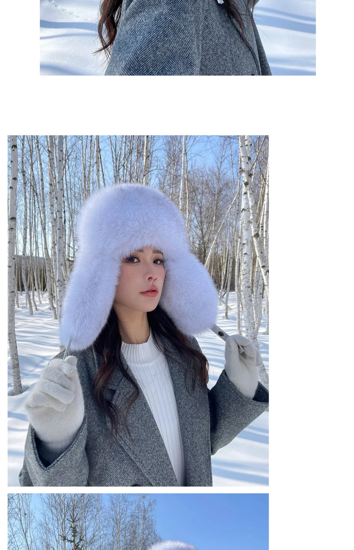 Winter Warm Real Fox Fur Hat Ear-Protecting Hats Women's Genuine Leather Windproof Fox Fur Bomber Hat Thickened Sheepskin Cap