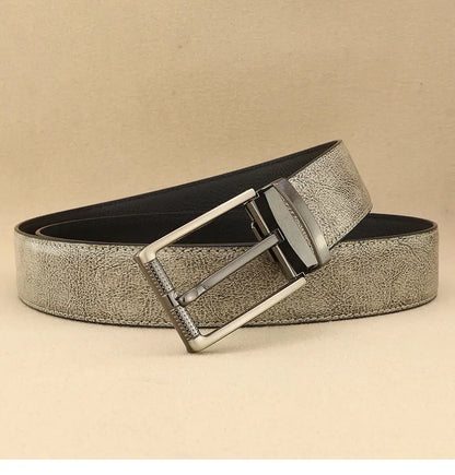 Designer Pin Buckle Gray Genuine Leather Men Belt Famous Brand Fashion Light  Luxury Strap Casual Young Cowboy Ceinture Homme