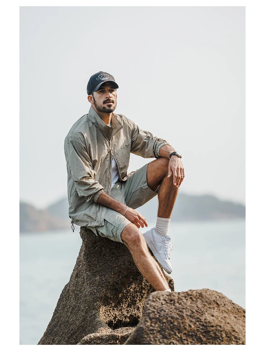 2024 Summer New  Oversize Lightweight 190g  Quick Dry Fabric Cargo Drawstring Shorts Men Cool Fishing Hiking Shorts