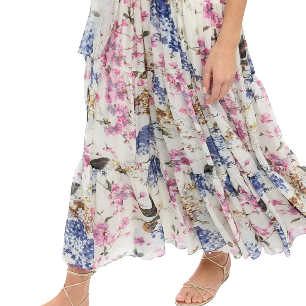 Summer Women Printed Midi Dress Sleeveless Satin Back Button Female Chic Elegant Dress Casual Vacation Party Evening Dress