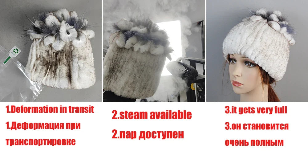 Hot Sale Lady Winter Warm Luxury 100% Natural Fox Fur Hat Fashion Fluffy Fox Fur Rex Rabbit Fur Caps Women Real Fur Bomber Hats