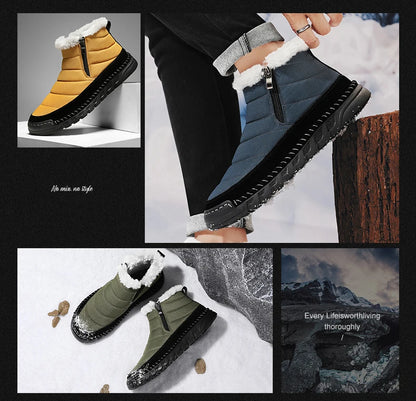 New Fashion Men's Boots Winter Plush Men Snow Boots Warm Fur Ankle Boots Outdoor Non-slip Sneakers Winter Casual  Boots Size 46