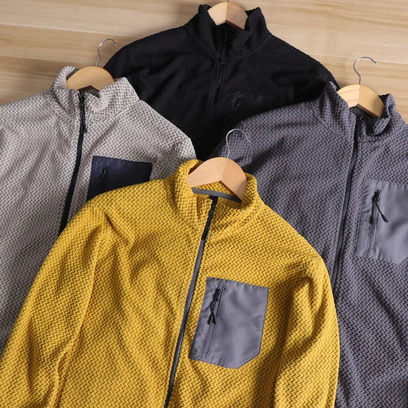 Lightweight Breathable Quick-Dry Fleece Fabric Jacket Stand Collar Outdoor Sports Men's Spring 2025 Versatile Modern Style