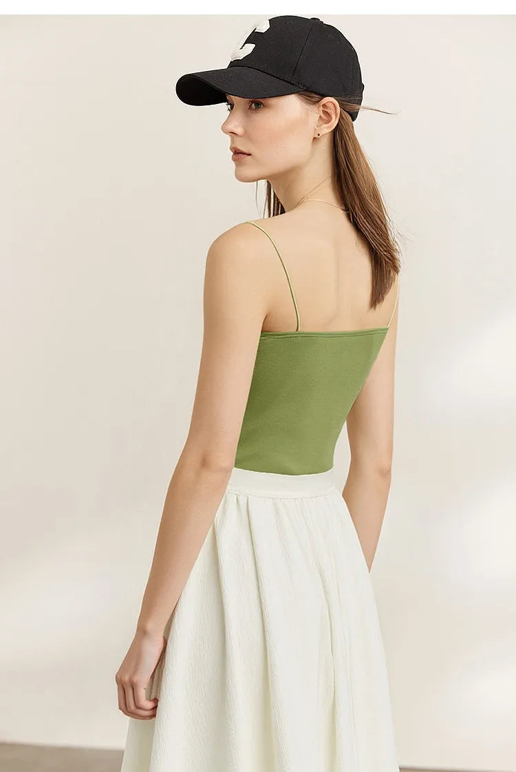 Women's Tank 2026 Summer Stretch Slim Fit Crop Knit Spaghetti Strap Top Casual Versatile Sleeveless Vest For Women 12622088
