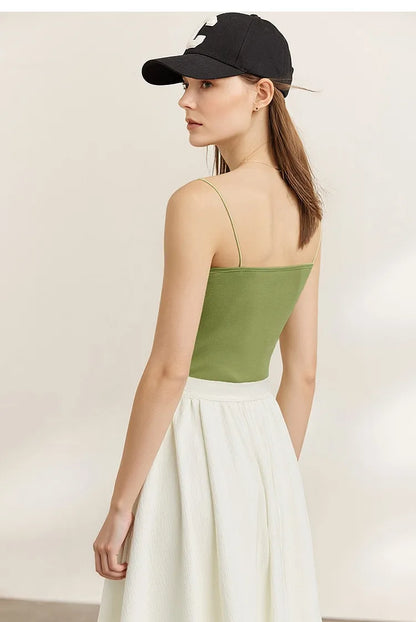 Women's Tank 2026 Summer Stretch Slim Fit Crop Knit Spaghetti Strap Top Casual Versatile Sleeveless Vest For Women 12622088