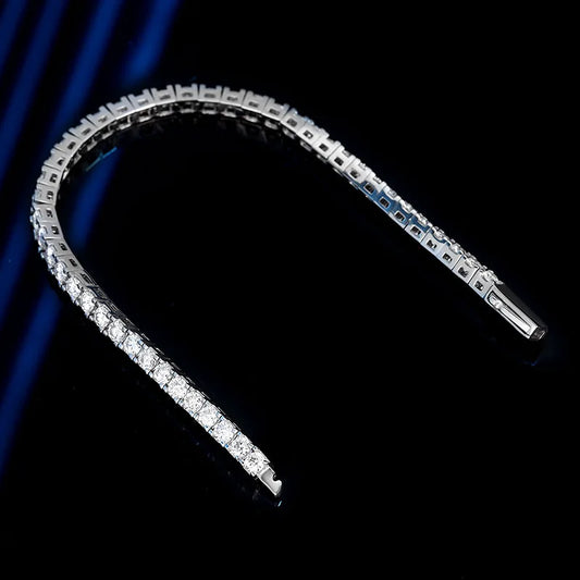 Véritable bracelet de tennis en moissanite complète GRA certifié, couleur D, 3 mm, 0,1 carat, pour femmes, en argent S925, diamant, bracelets à maillons de 14-23 cm