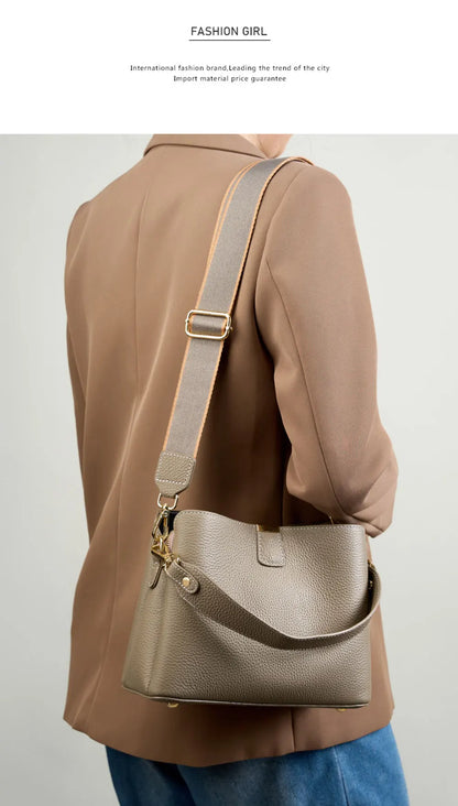 Genuine Leather Women's Bag Luxury Designer Shoulder Bag Large Capacity Cowhide Handbags High Quality Women Crossbody Bags