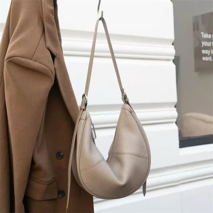 Slouchy Genuine Leather Hobo Bags For Women Luxury Cowhide Soft Crescent Shoulder Bag Crossbody Work Purses Handbags