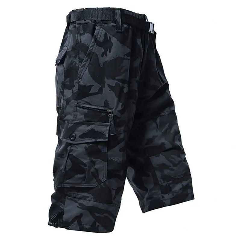 Men Summer Capri Pants Men Plus Size Multi Pocket Cargo Shorts Men Casual Outdoor Breathable Lightweight Daily Wear Street Style