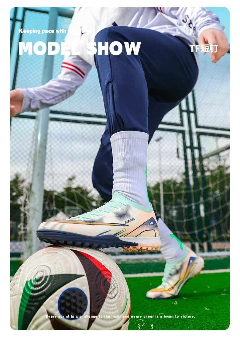 New Men Football Boots Match Indoor Breathable Ultralight Grass Cleats Soccer Shoes Long Spikes Sneakers Training Drop Shipping