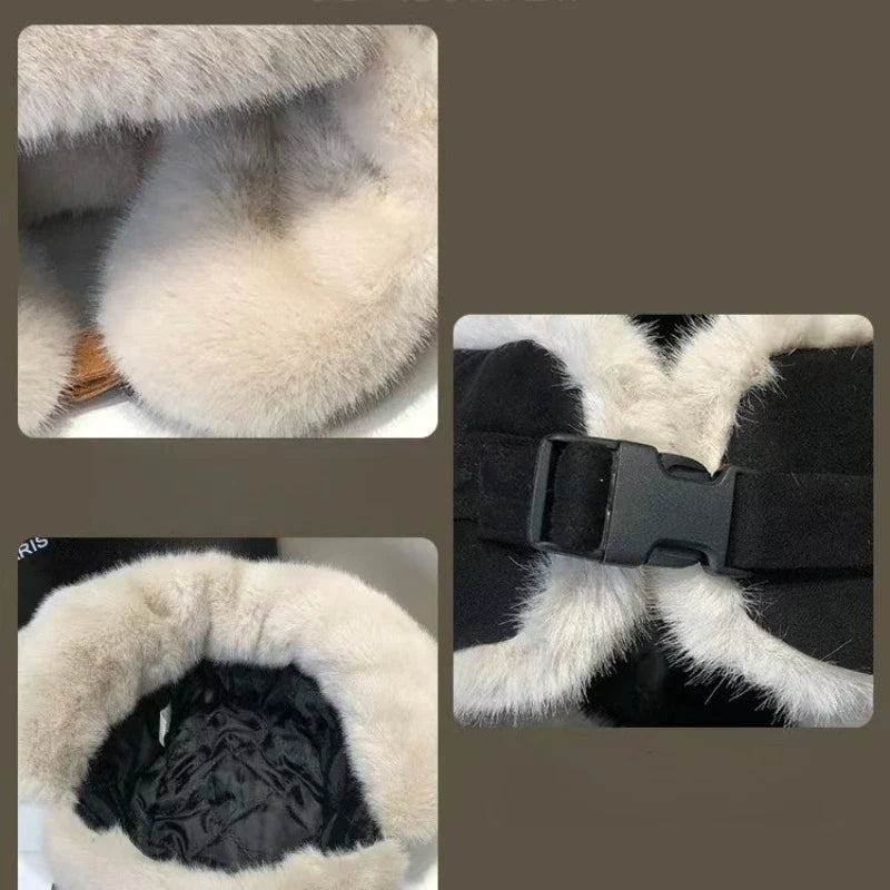 Winter warm and ear-protecting hat outdoor cycling retro fleece plush Lei Feng hat