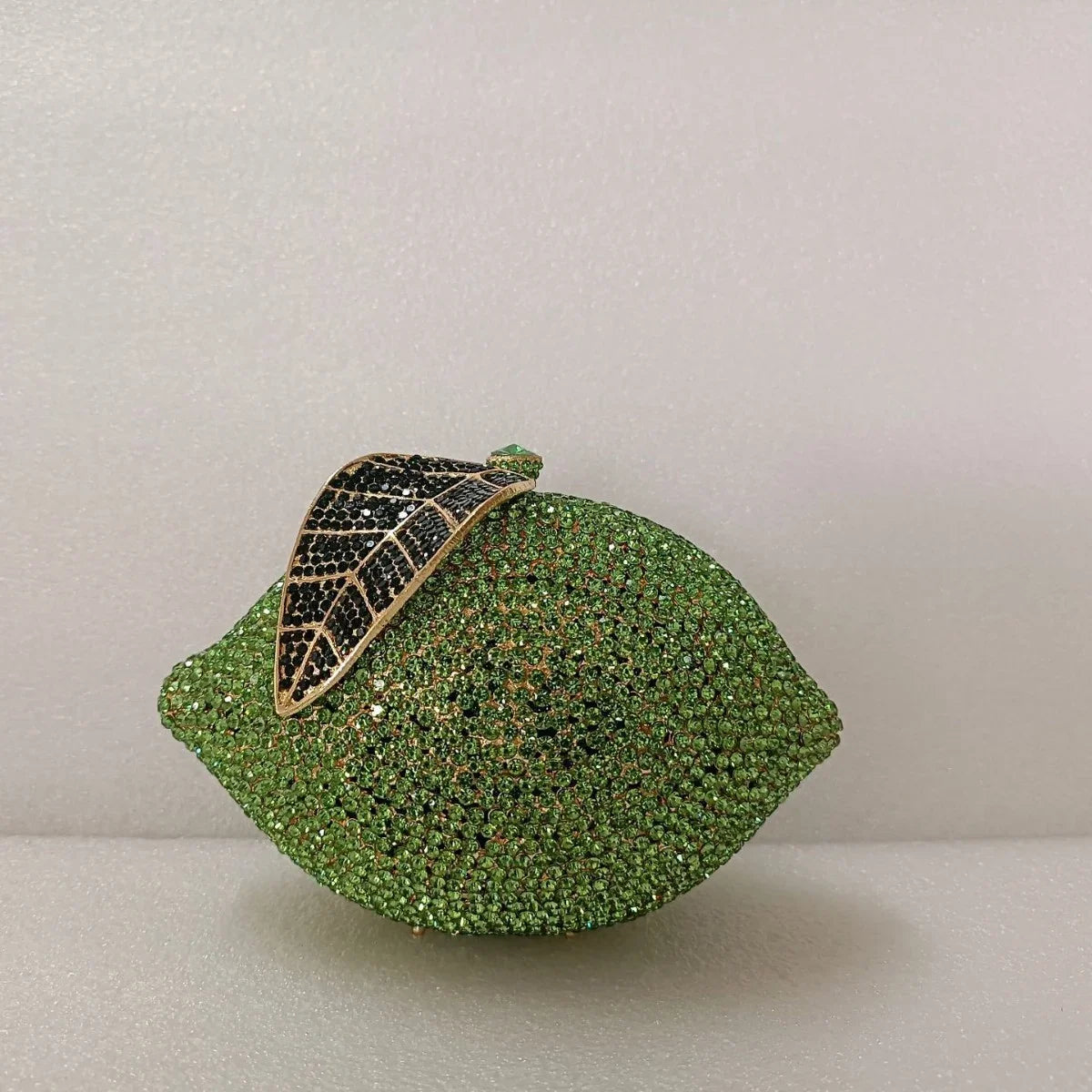 Green Lemon Shaped Rhinestone Handbags for Cocktail Party Women Gorgeous Crystal Wedding Bridal Cutch Purse Evening Bags