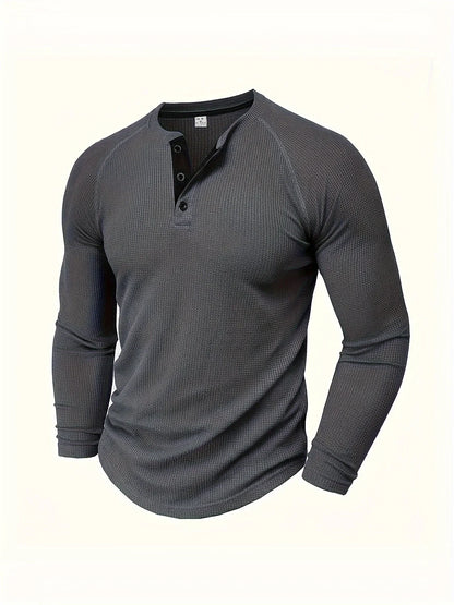 Loose men's solid colour casual versatile American-style round-neck long-sleeve base T-shirt for spring and autumn outdoor daily