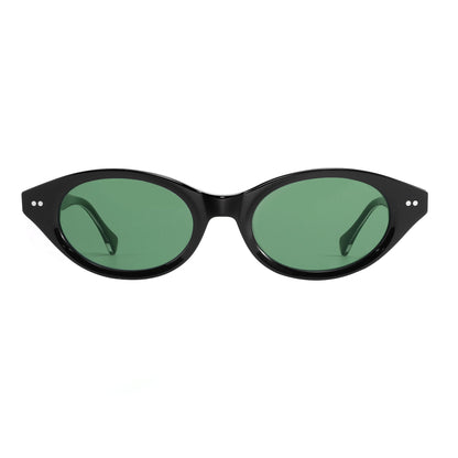 Vintage Oval Sunglasses Women Luxury Silver Carved Temples Acetate Sun Glasses Retro Small Frame Black Shades UV400