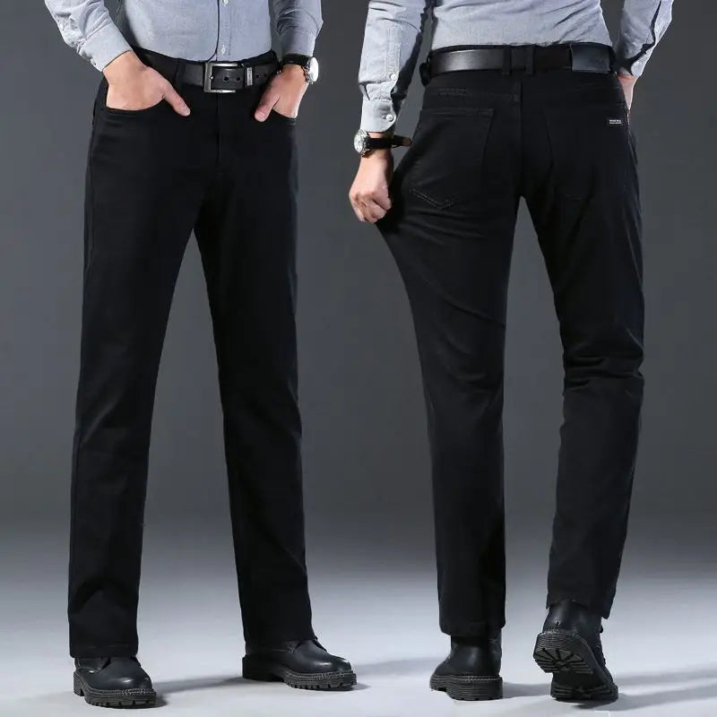 Men's classic high-end fashion versatile jeans, soft and slightly elastic black business denim pants, stylish upper body