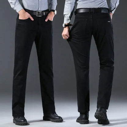 Men's classic high-end fashion versatile jeans, soft and slightly elastic black business denim pants, stylish upper body