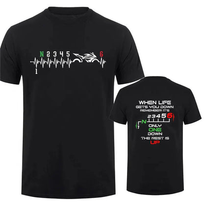 Motorcycle Gear Biker Heartbeat Print Men T-Shirts Summer Men's T Shirt Clothing Oversized Men Tshirt Graphic T Shirt