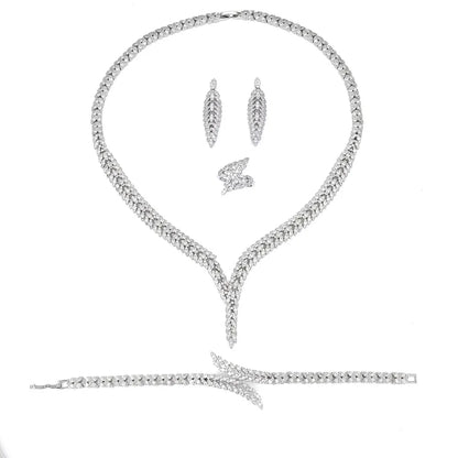 2023 New Hot 4 Piece Set Nigeria Bride Cubic zirconia Dubai Necklace Bracelet Earrings CZ Crystal Wedding Jewelry Set