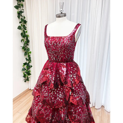Luxury Sequined Evening Dress Tiered Petal Skirt Formal Prom Gown Customized Robe De Soiree For Women Party 2026