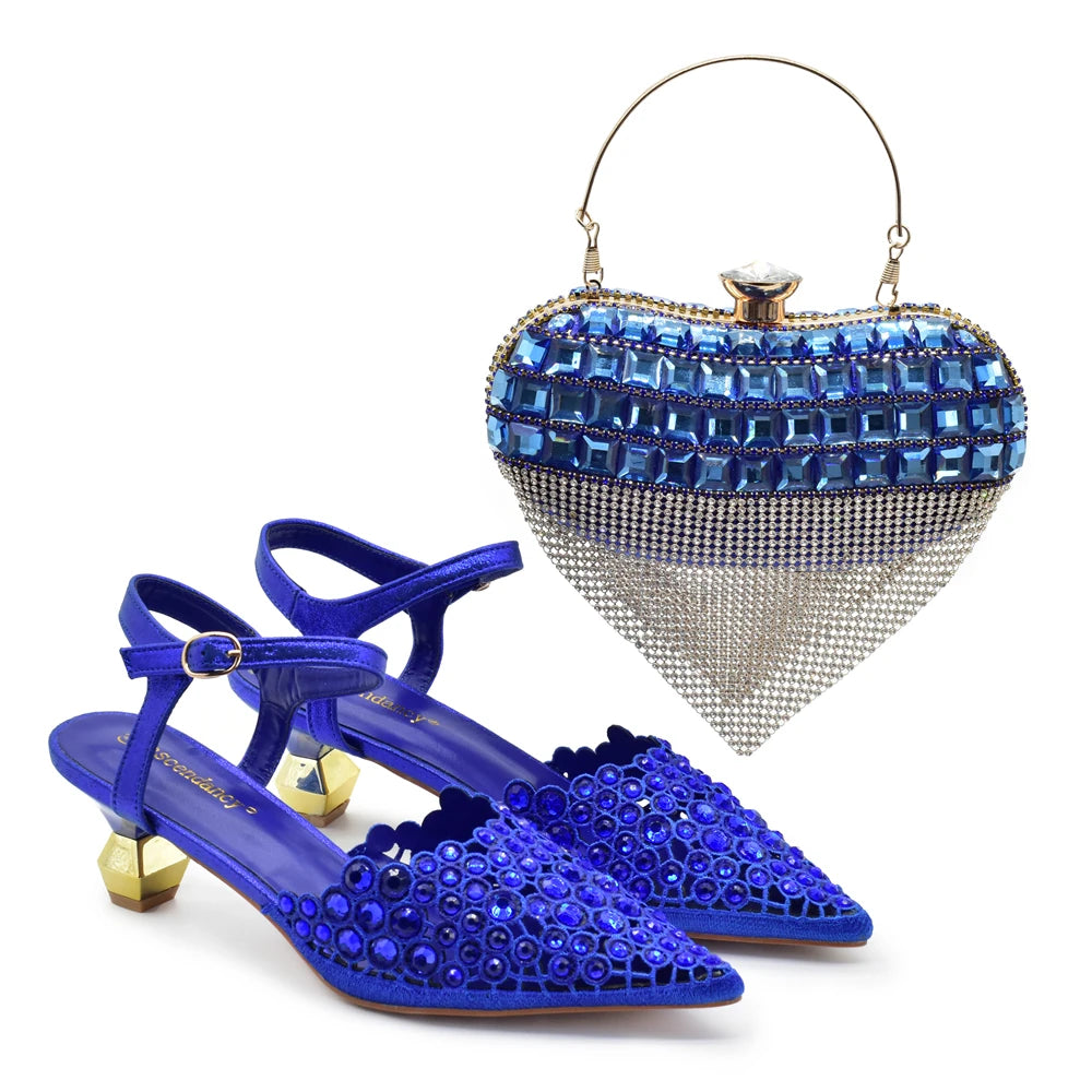 New Arrival Party Shoe and Bag Set for Women Italy 2026 Nigeria Elegance Party Rhinestone Pointed Toe Women's Shoes High Heel