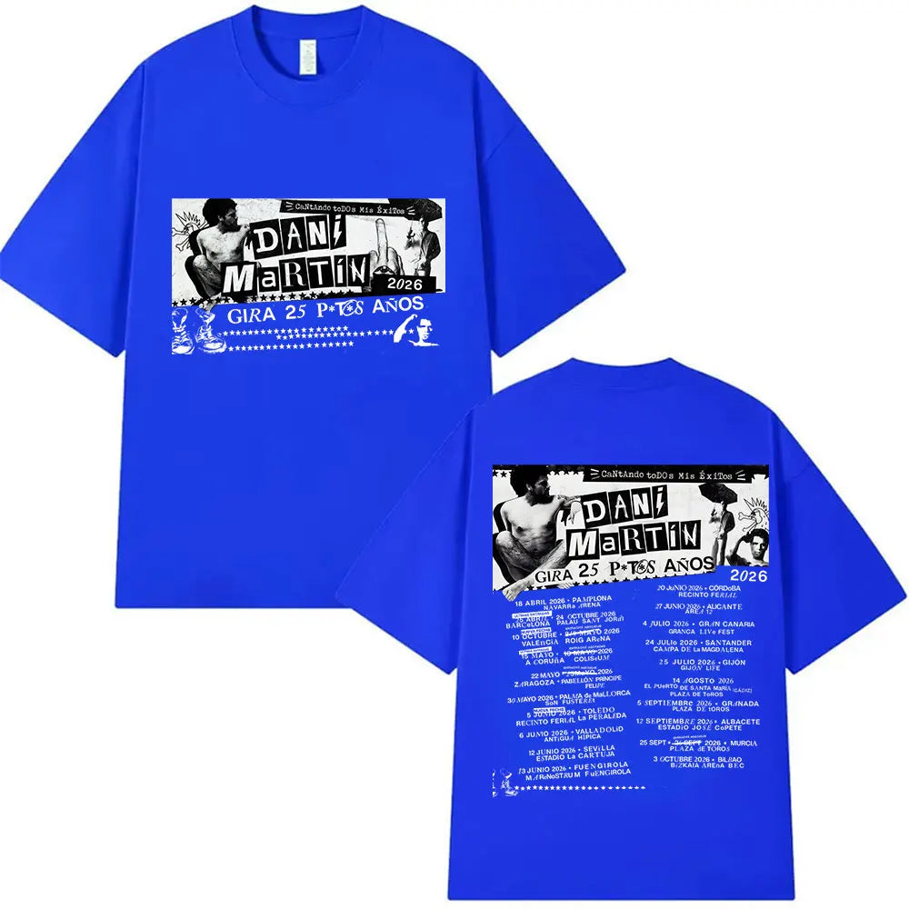 Rapper Dani Martin Tour 2025-2026 Merch T Shirts Men's Pop Music Clothing Short Sleeve T-shirt Man Hip Hop Gothic Vintage Tshirt