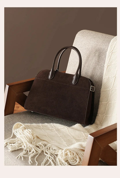 2026 Fall Winter Suede Leather Spacious Crossbody Tote Bag Simple Commuting Handheld Single Shoulder Bag Premium Women's Handbag