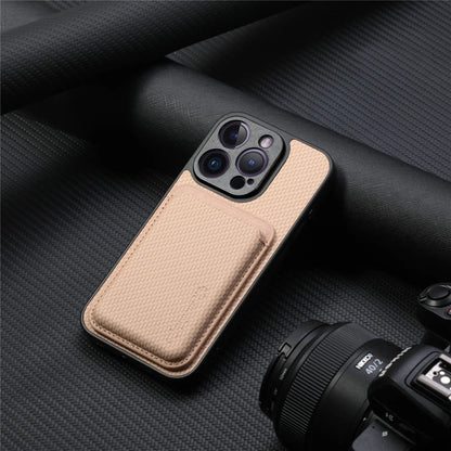 Carbon Fiber Style PU Leather for Magsafe Case for iPhone 17 Air 16 15 Pro Max 16e 14 Plus 11 12 13 Mini Cover Card Holder LM2