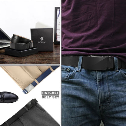 Brand Leather Belts for Men 115cm-135cm Automatic Belt with Ratchet Strap Top Quality Belts Luxury Belts for Men