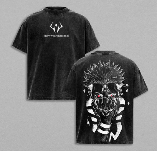 Anime Jujutsu Kaisen Ryomen Sukuna Graphic T-shirt Vintage Washed Oversized T Shirt Men Women Clothing Cotton Short Sleeve Tees