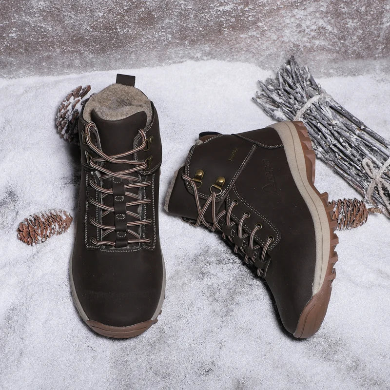 2024 Fashion Outdoor Winter Snow Boots For Men Male Sneakers Adult Quality Rubber High Top Super Warm Plush Warm Ankle Boots