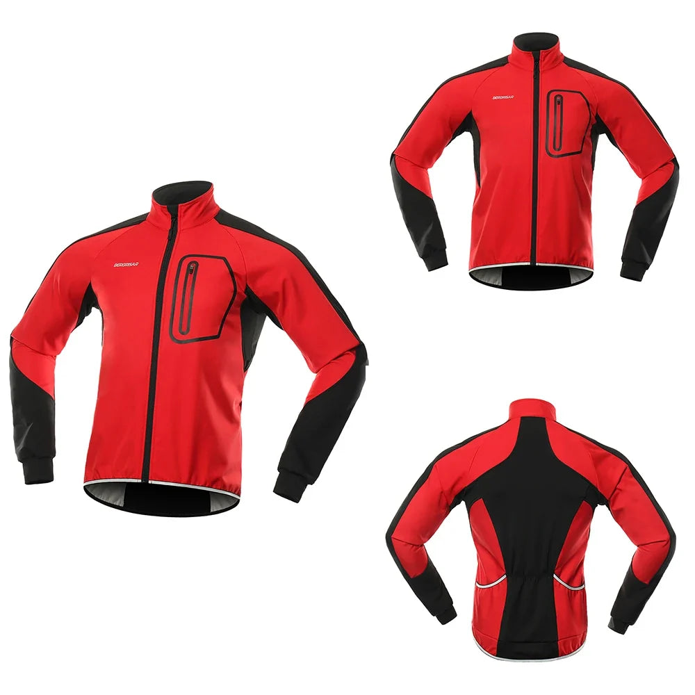 Winter Men's Cycling Jacket Bicycle Softshell Fleece Thermal Motorcycle Windbreaker Raincoats Bike Outdoor Sport BG011