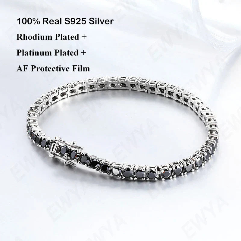 Real D Color Full 2/2.5/3/4/5/6.5mm Moissanite Tennis Bracelet For Women S925 Plated 18K Rose Gold Diamond Link Bracelets