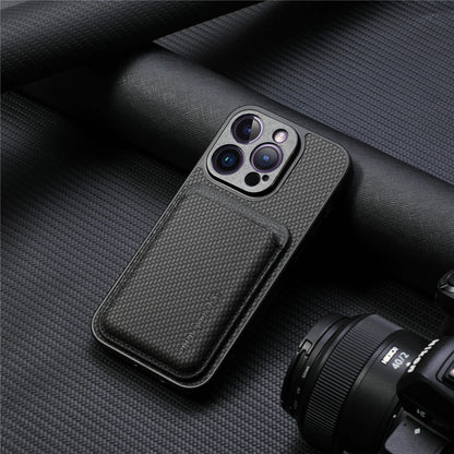 Carbon Fiber Style PU Leather for Magsafe Case for iPhone 17 Air 16 15 Pro Max 16e 14 Plus 11 12 13 Mini Cover Card Holder LM2