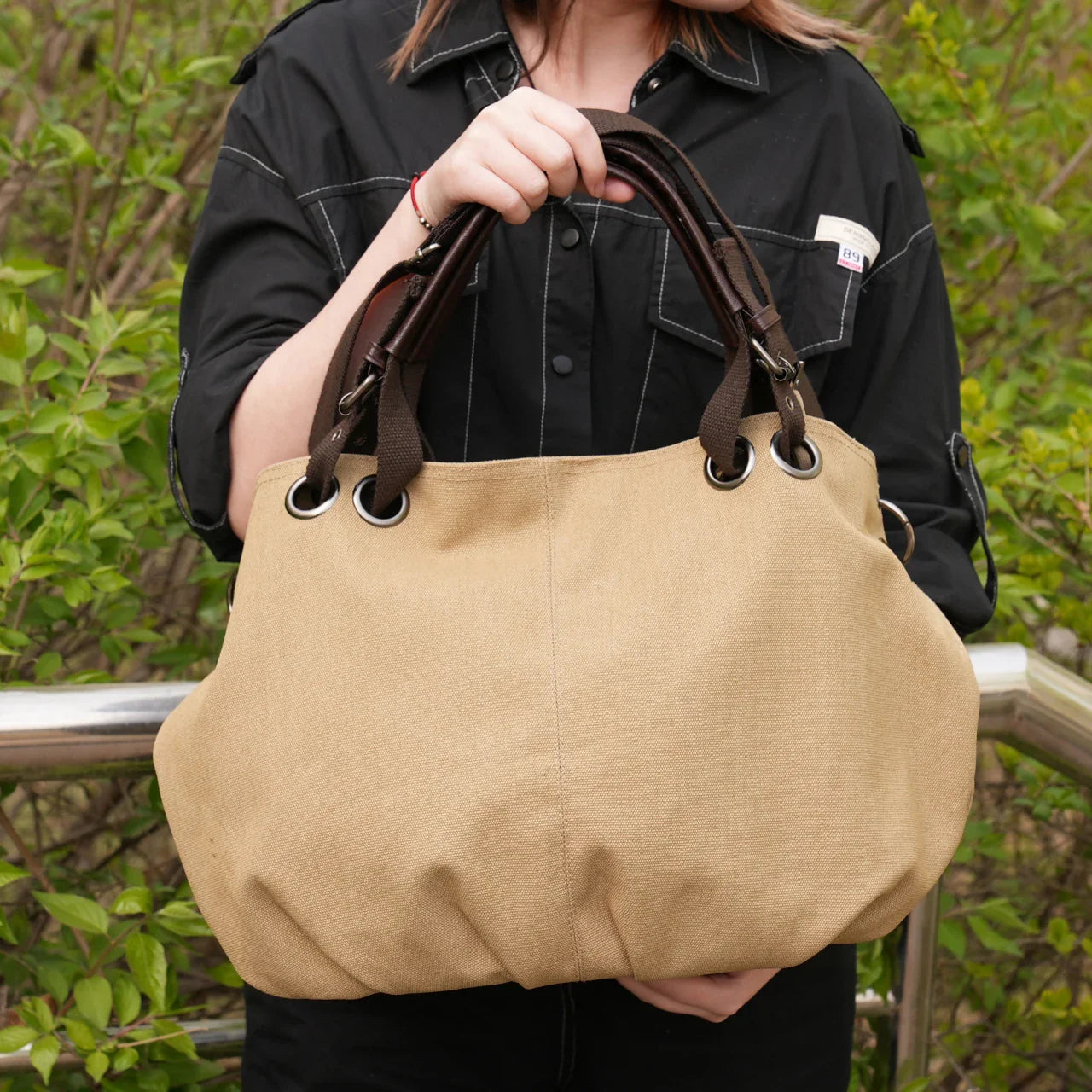 Women's Large Capacity Canvas Messenger Bag Fashion Casual Solid Crossbody Shoulder Tote Handbag Designer Female