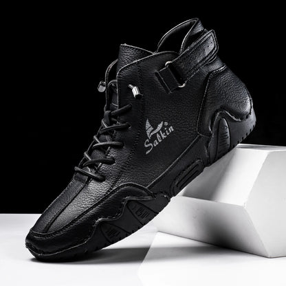 New 2025 Handmade Men Boots Design Sneakers Man Outdoor Non-Slip Casual Leather Men Shoes Ankle Boots Breathable Hot Sale